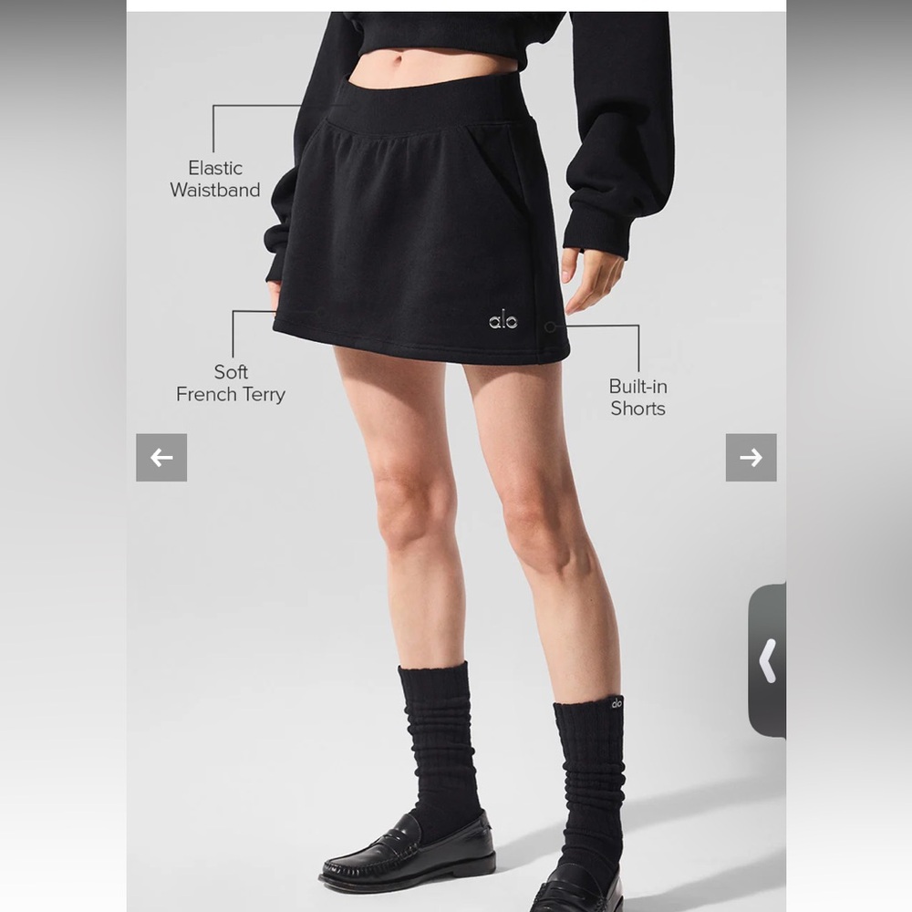 Alo Yoga Accolade Black Mini Skirt NWT